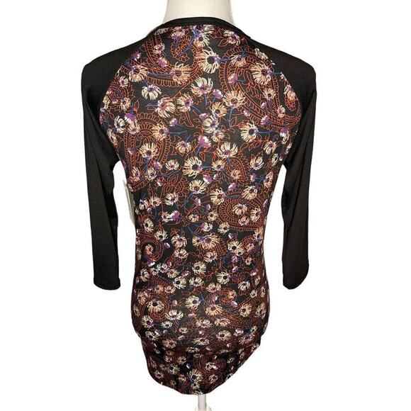 NEW Lularoe Randy XXS Floral Paisley Dandelion Top With Black Sleeves NWT - Picture 2 of 4